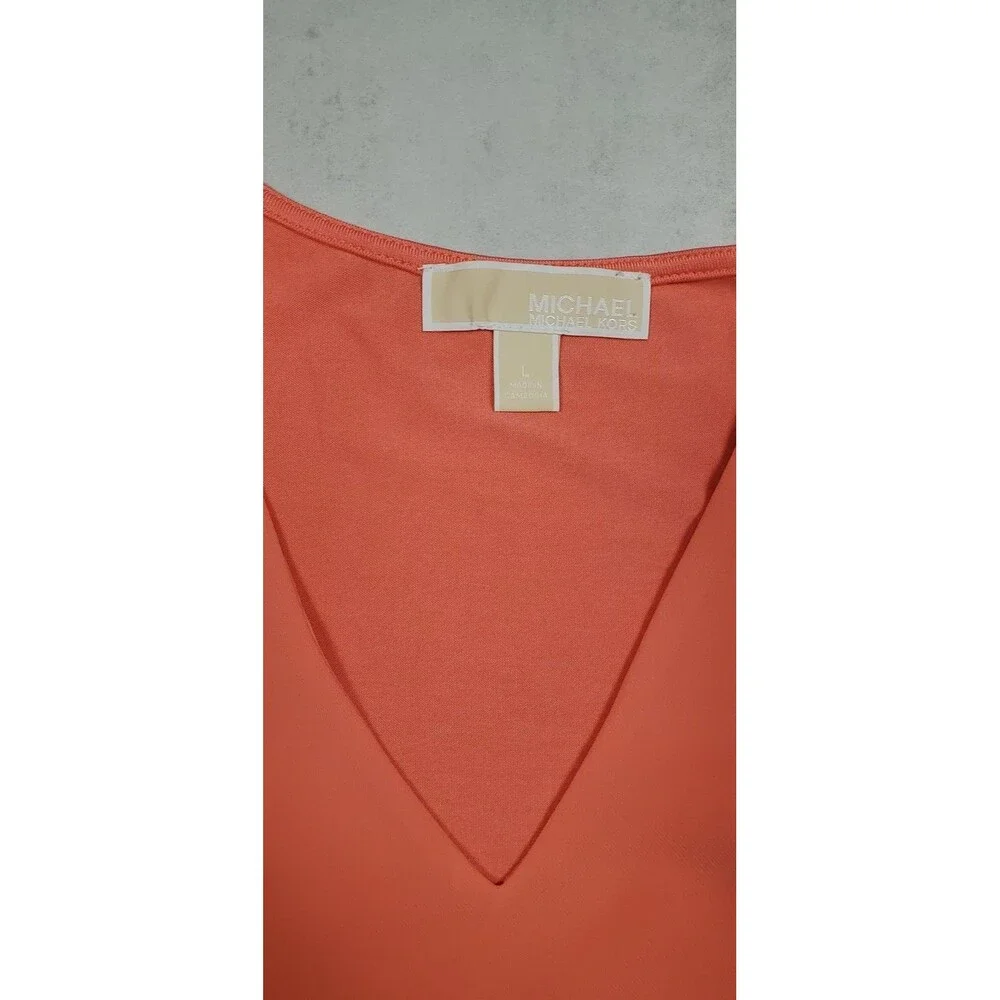 Michael Kors Women's Layered Bottom Blouse Size L Peach Pink Orange